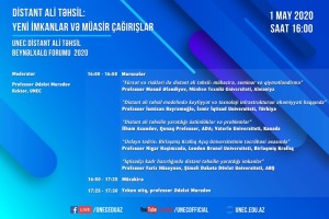UNEC Distant Ali Təhsil Beynəlxalq Forumu 2020: “Distant ali təhsil: Yeni imkanlar və müasir çağırışlar”